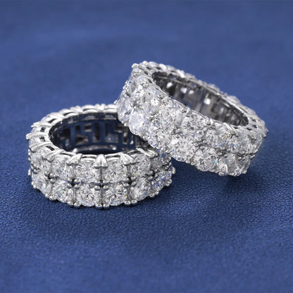 Iced double row tennis ring - Mossanite VVS1 & Silver 925