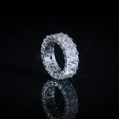 Iced double row tennis ring - Mossanite VVS1 & Silver 925